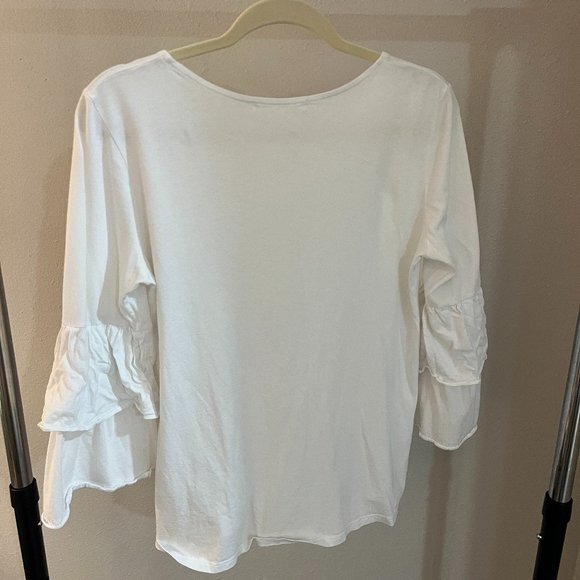 El Corte Inglés Bell Sleeve White Cotton Top Women's Medium-Preowned - Picture 2 of 3
